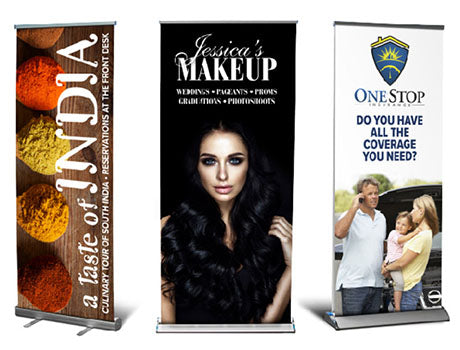 Retractable Outdoor and indoor banners for office and social events- Rollup banner printing and designs