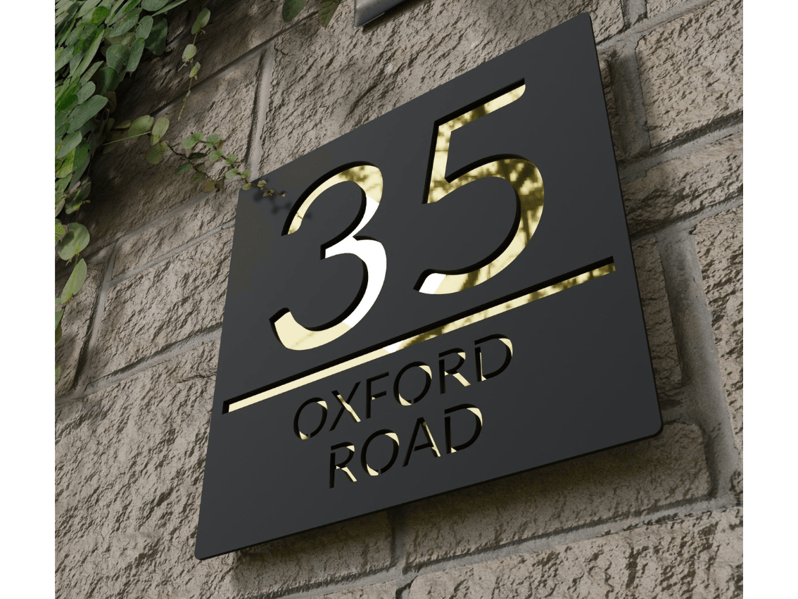Personalized outdoor number signs 40x30cm - Laser Culture
