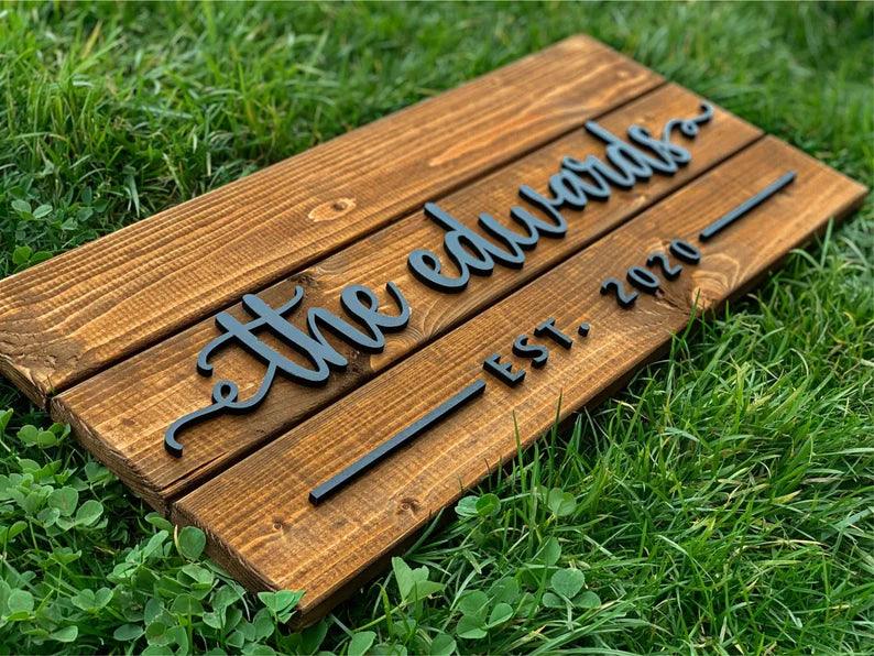 Professionally created Family name signage for home decor