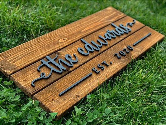 Professionally created Family name signage for home decor - Laser Culture