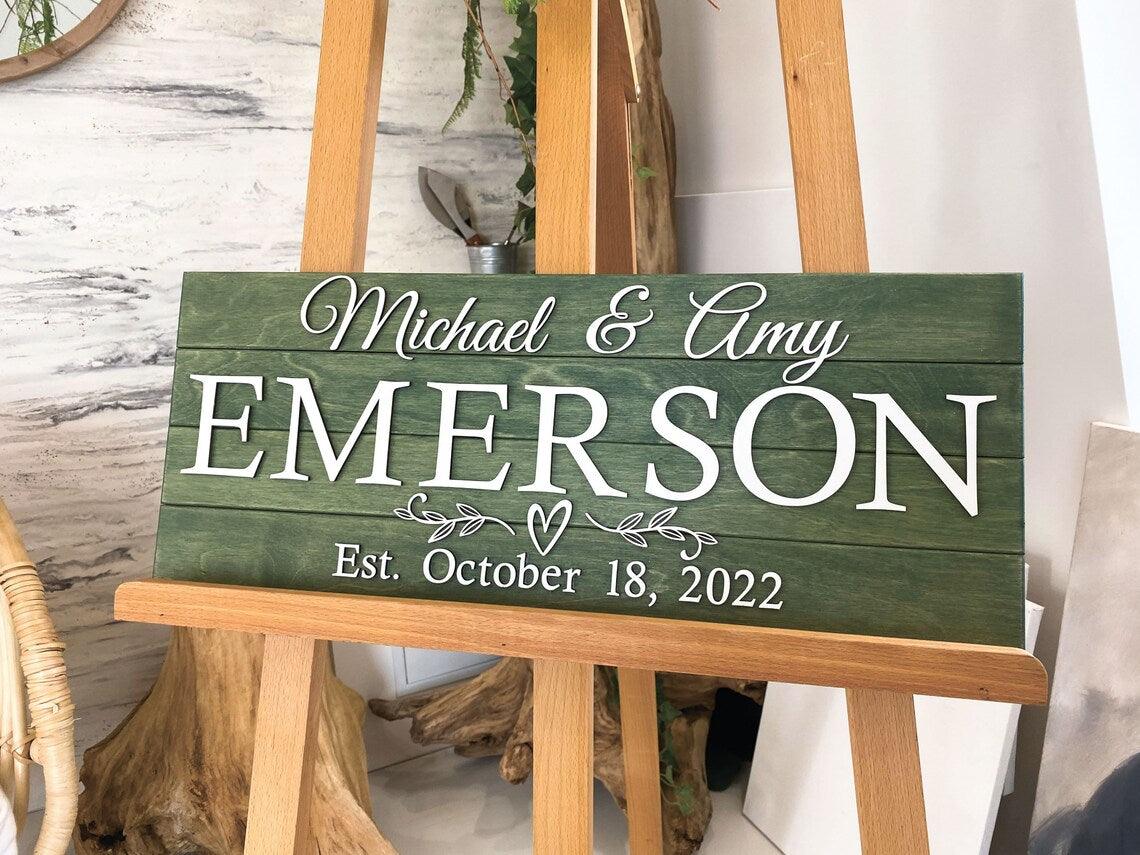 Personalized Family Name Custom Wood Sign, Fast Shipping, Custom Family Name Sign, Wedding Sign, 3D Sign, Established Sign, Rustic Home Wall Decor - Laser Culture