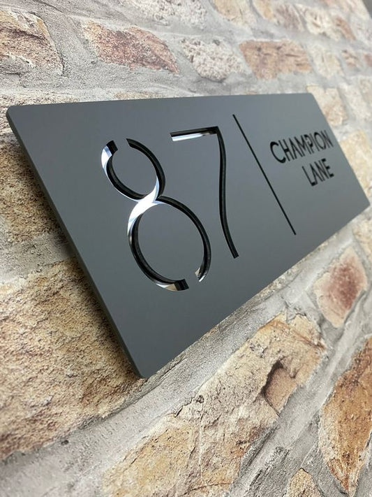 Custom Acrylic Metal house number signs with standoff-60cmx30cm