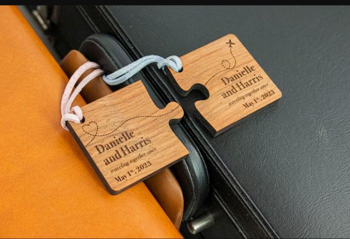 Personalized couple travel tags custom design signs