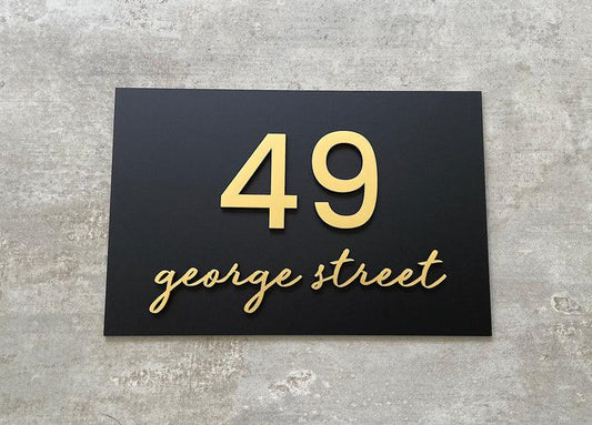 Personalized Outdoor Number signs - Script House Number 30x20cm - Laser Culture