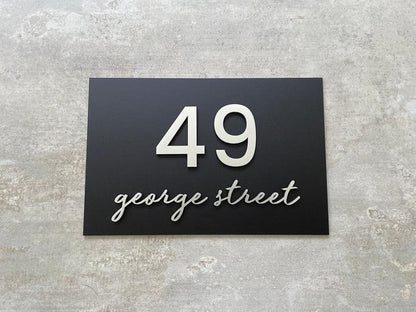 Personalized Outdoor Number signs - Script House Number 30x20cm - Laser Culture